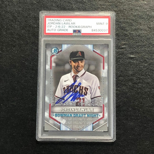 2021 Bowman Chrome #BDN-4 Jordan Lawlar Signed Card PSA Auto 9 RC