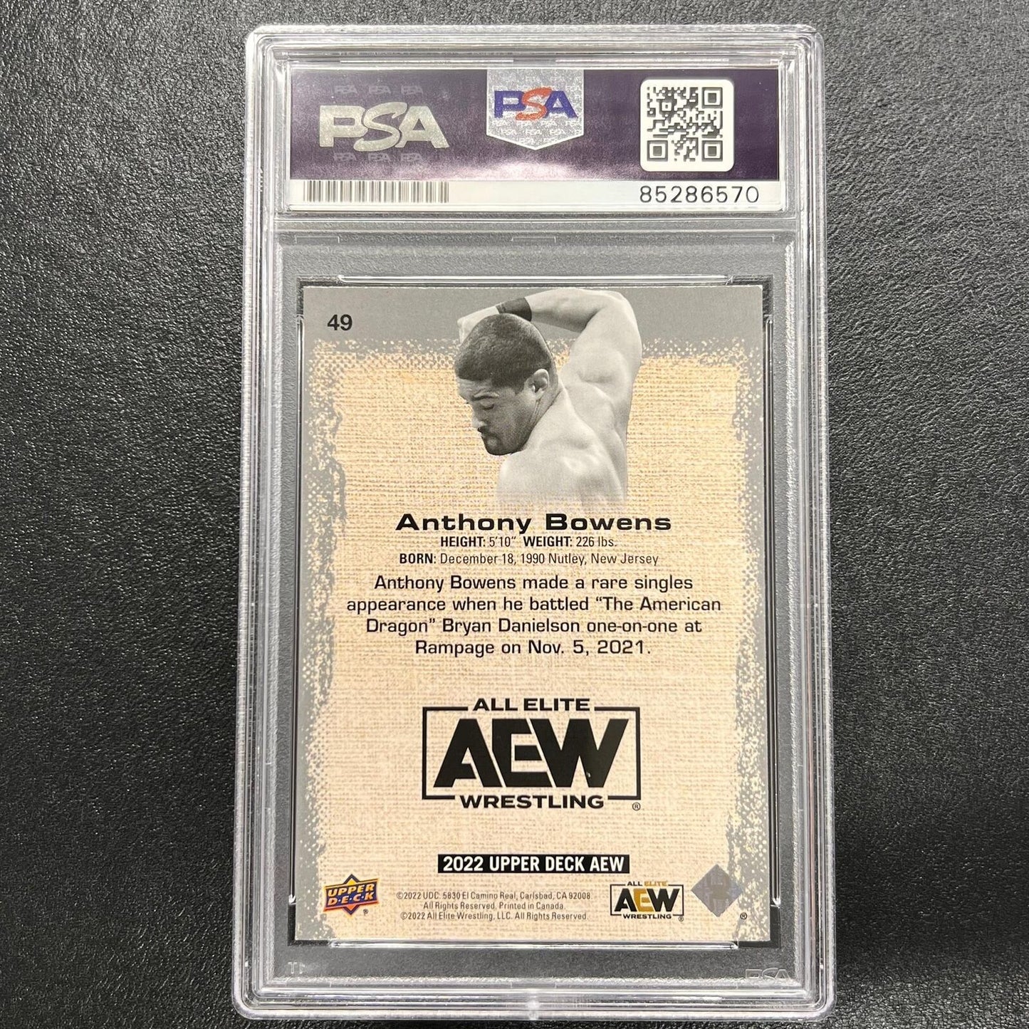 2022 Upper Deck AEW #49 Anthony Bowens Signed Card AUTO PSA Slabbed WWE