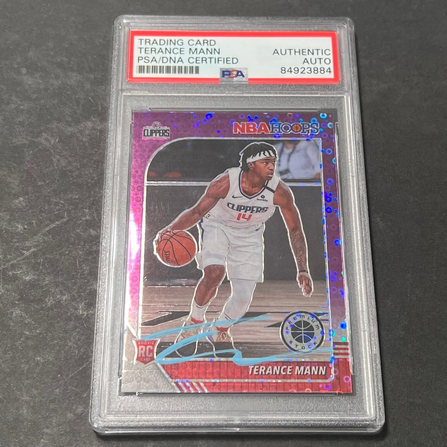 2019-20 Panini Hoops Premium Stock Mosaic #245 Terance Mann Signed Card AUTO PSA