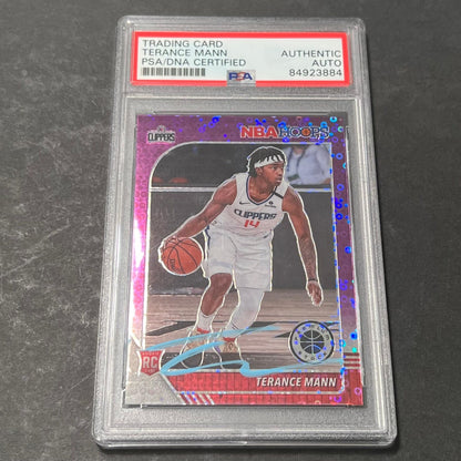 2019-20 Panini Hoops Premium Stock Mosaic #245 Terance Mann Signed Card AUTO PSA