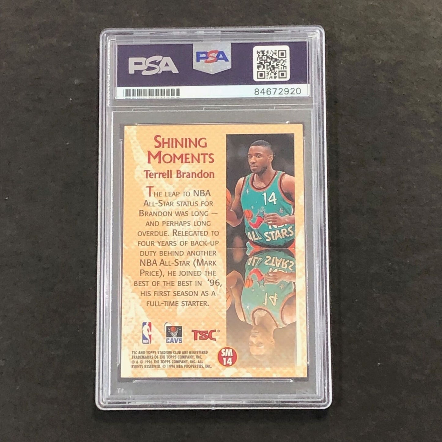 1996 Topps Shining Moments #14 Terrell Brandon Signed Card AUTO PSA/DNA Slabbed