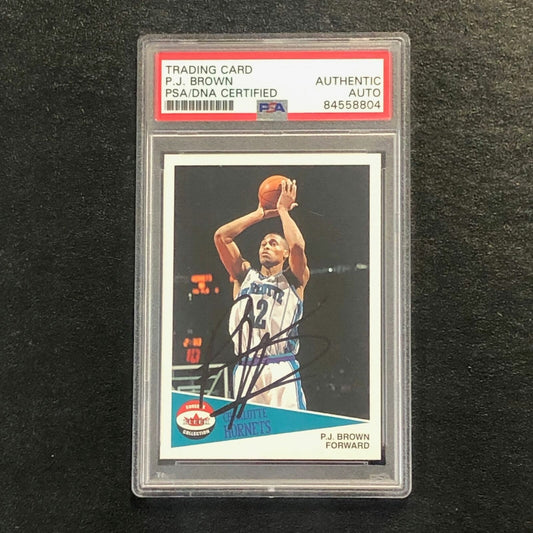2001-02 Fleer Shoebox Collection #108 PJ BROWN Signed AUTO PSA Slabbed Hornets