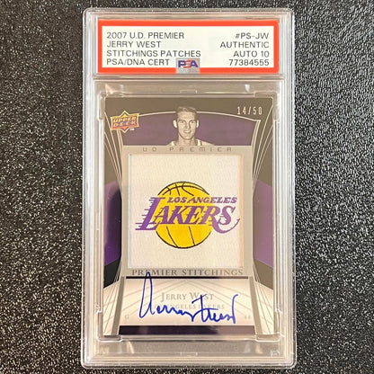 2007 Upper Deck Premier Stitchings Patches #PS-JW JERRY WEST Signed Card Authent