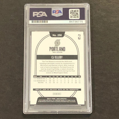 2020-21 NBA Hoops #250 CJ ELLEBY Signed Card AUTO PSA Slabbed RC Trail Blazers