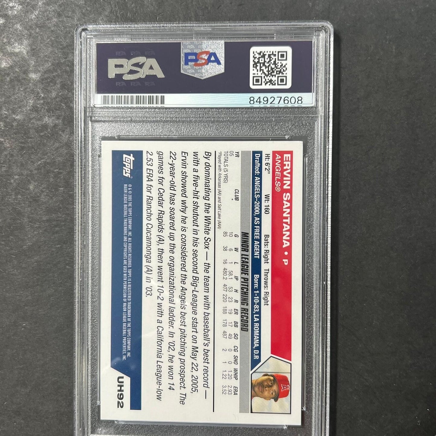 2005 Topps Update & Highlights #UH92 Ervin Santana Signed Card AUTO 10 PSA/DNA S