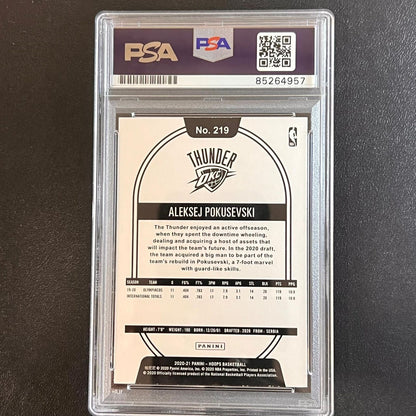 2020-21 Panini NBA Hoops #219 Aleksej Pokusevski Signed Card AUTO PSA Slabbed RC