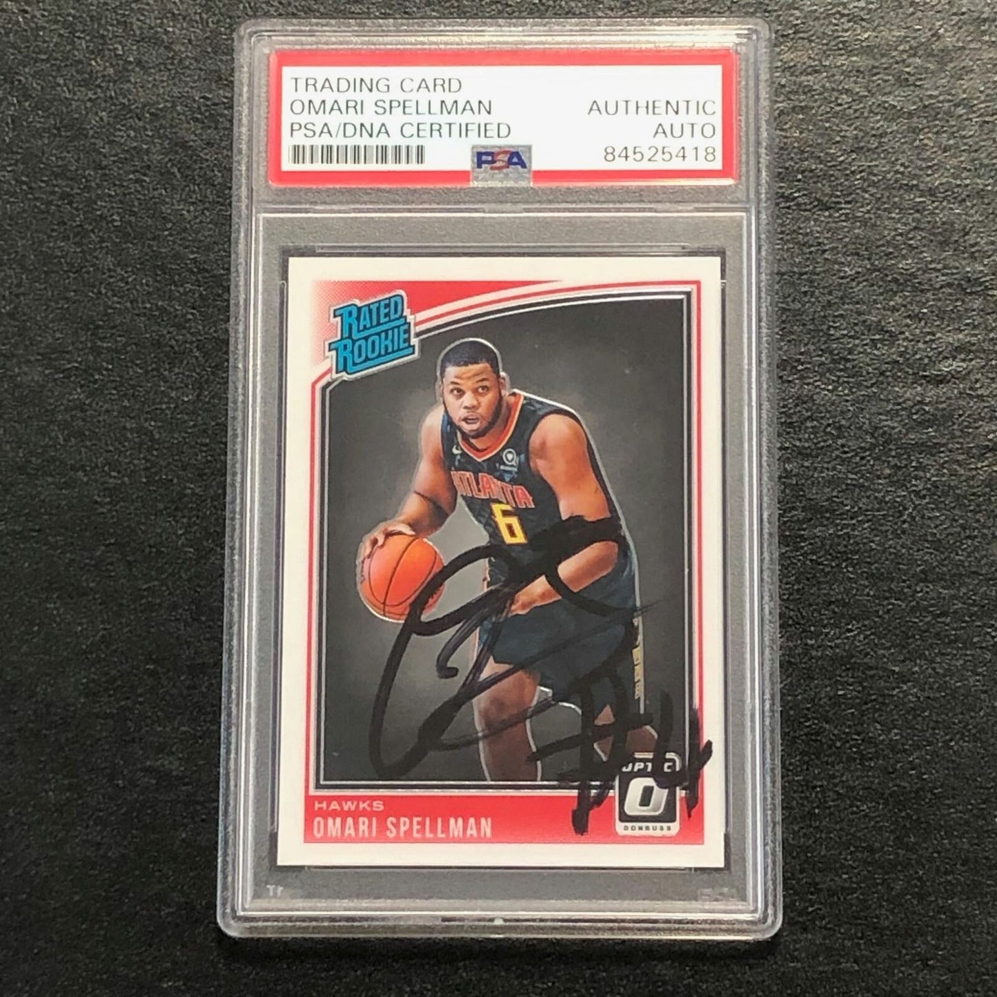 2018-19 DONRUSS RATED ROOKIE #196 Omari Spellman Signed Card AUTO PSA/DNA Slabbe