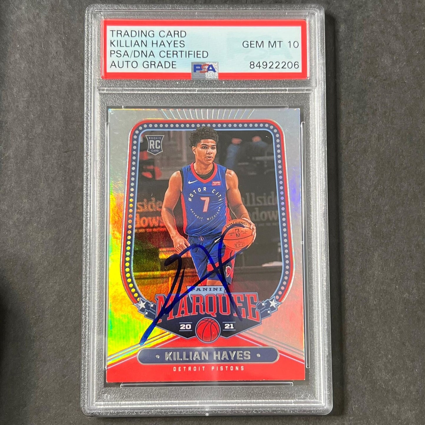 2020-21 Panini Chronicles Marquee #253 Killian Hayes Signed Card AUTO 10 PSA Sla