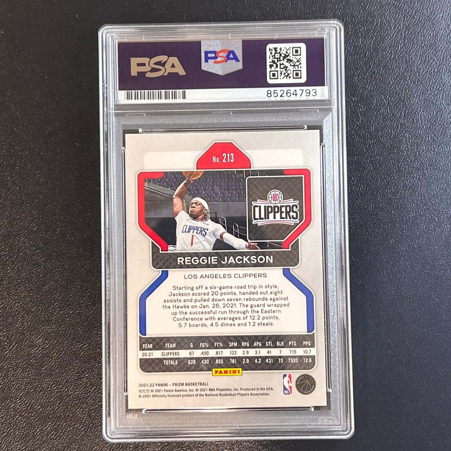 2021-22 Panini Prizm #213 Reggie Jackson Signed Card AUTO PSA Slabbed Clippers