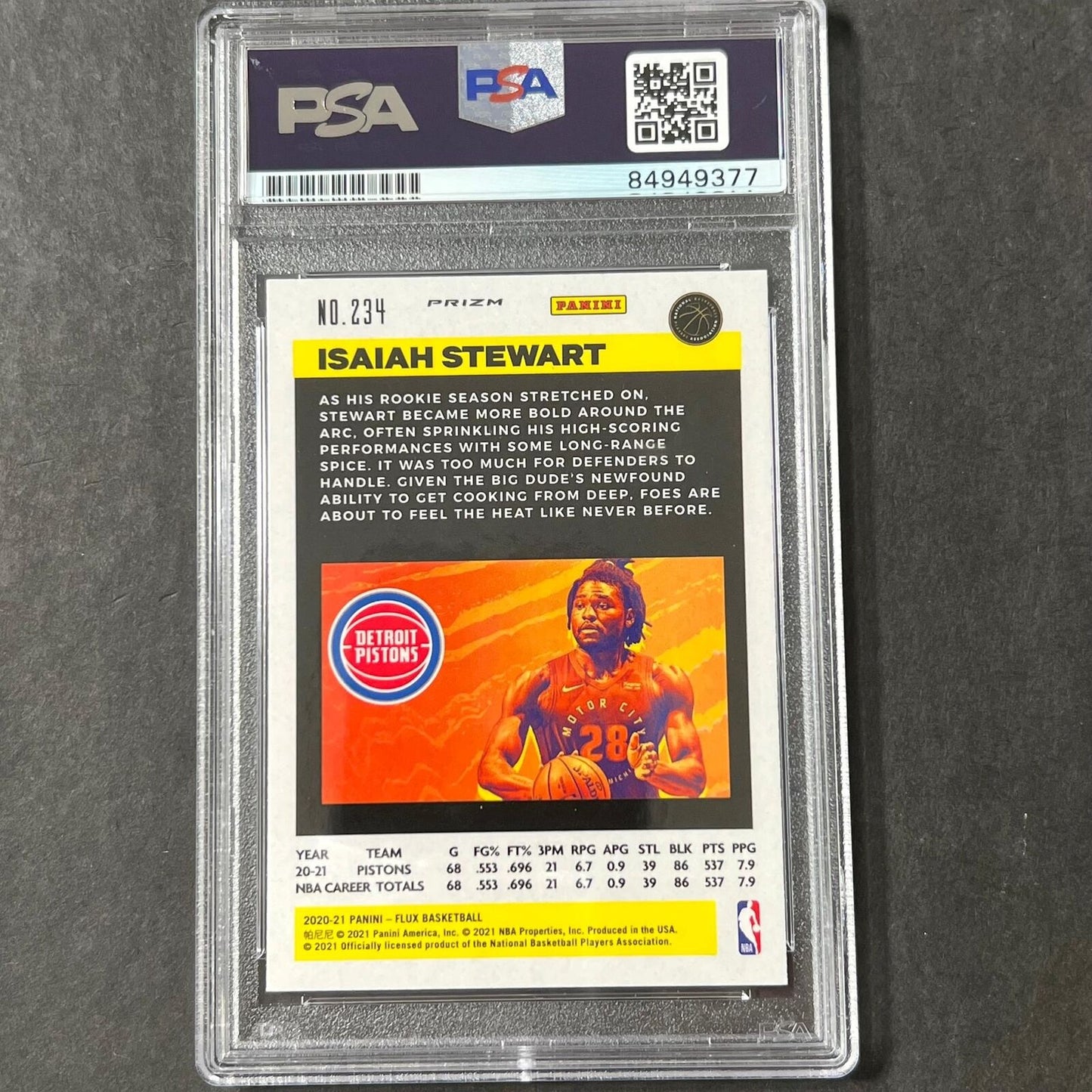 2020-21 Panini Prizm Flux #234 Isaiah Stewart Signed Card AUTO PSA Slabbed RC Pi