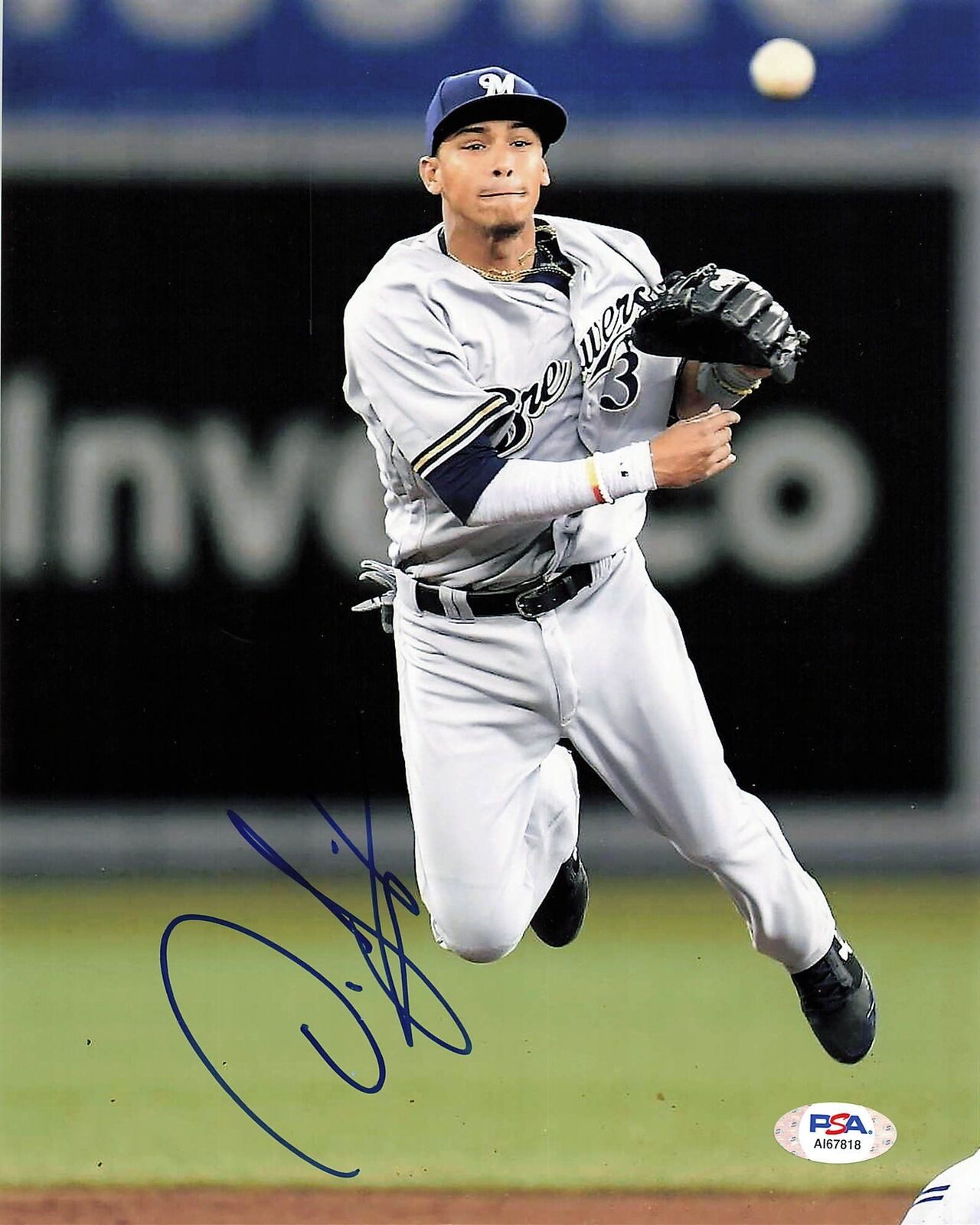 Orlando Arcia signed 8x10 photo PSA/DNA Milwaukee Brewers Autographed