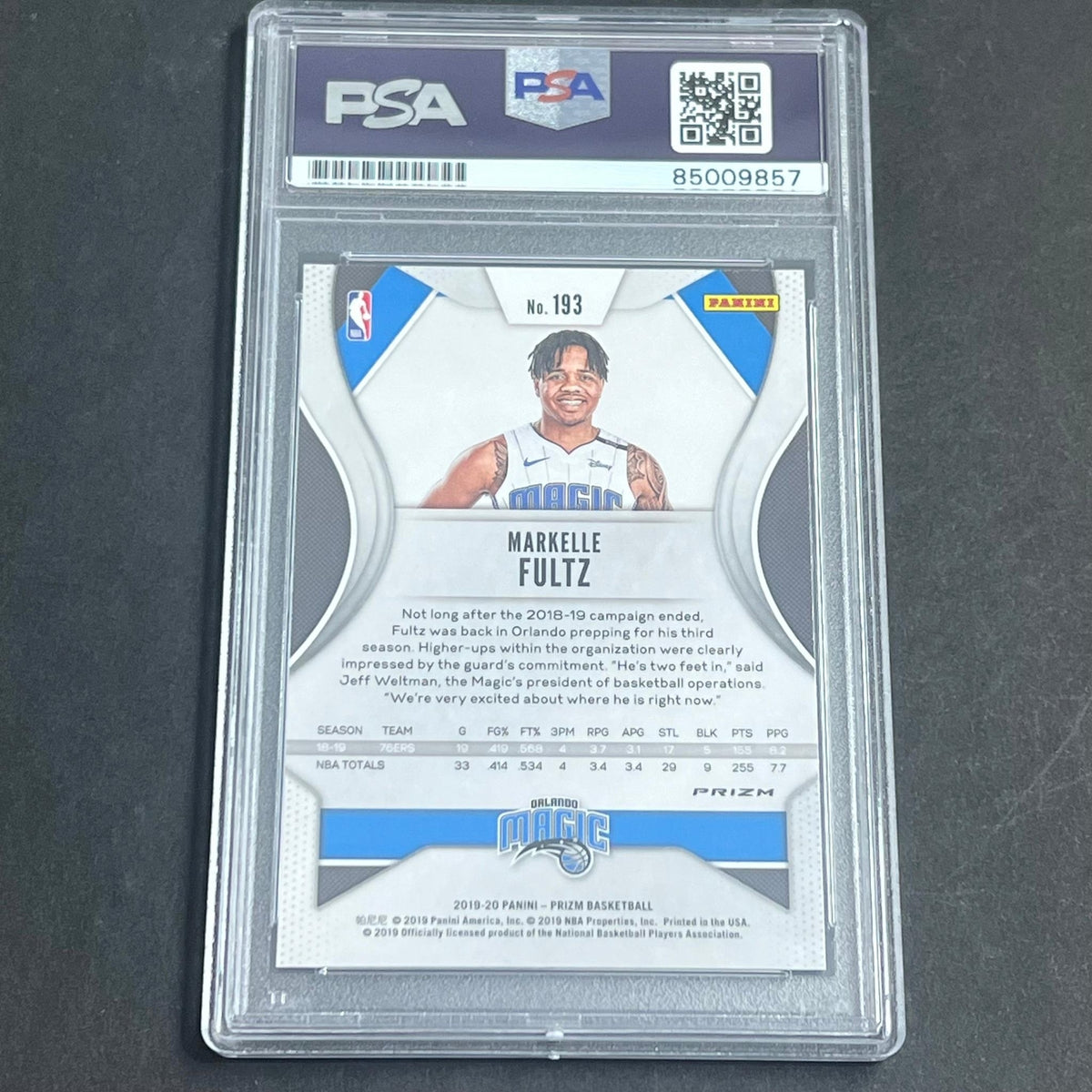 2019-20 Panini Prizm #193 MARKELLE FULTZ Signed Card AUTO PSA Slabbed Magic