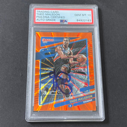 2021-22 Panini Donruss #47 Theo Maledon Signed Card AUTO 10 PSA Slabbed Thunder