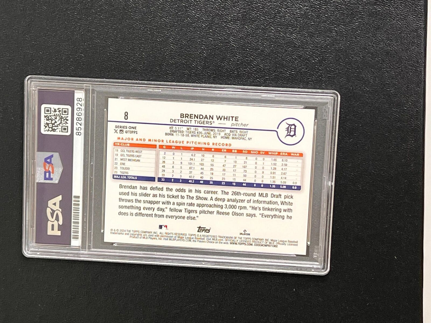 2024 Topps Series One RC #8 Brendan White Signed Card PSA/DNA Authenticated Slab