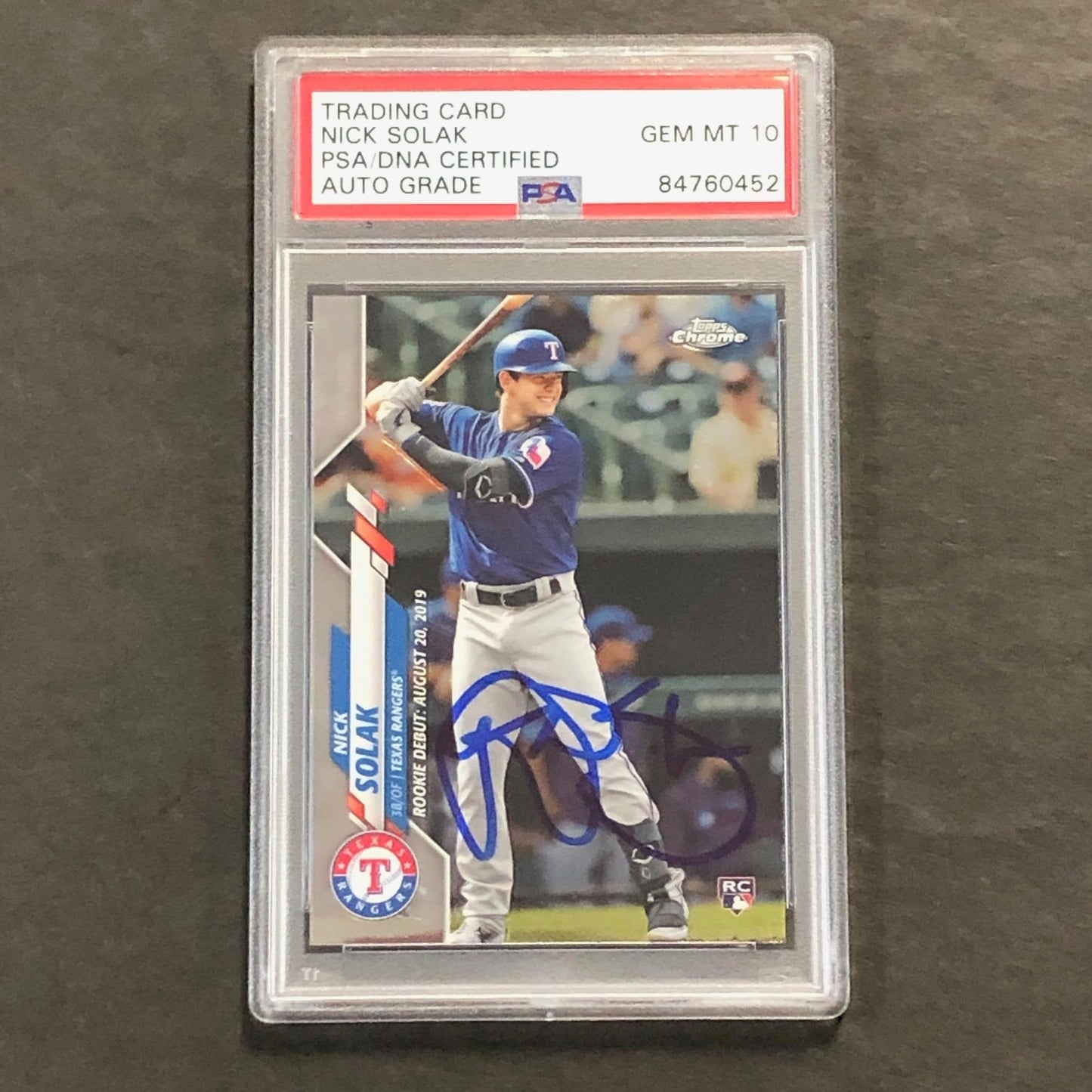 2020 Topps Chrome #U-60 Nick Solak Signed Card AUTO 10 PSA Slabbed Rangers
