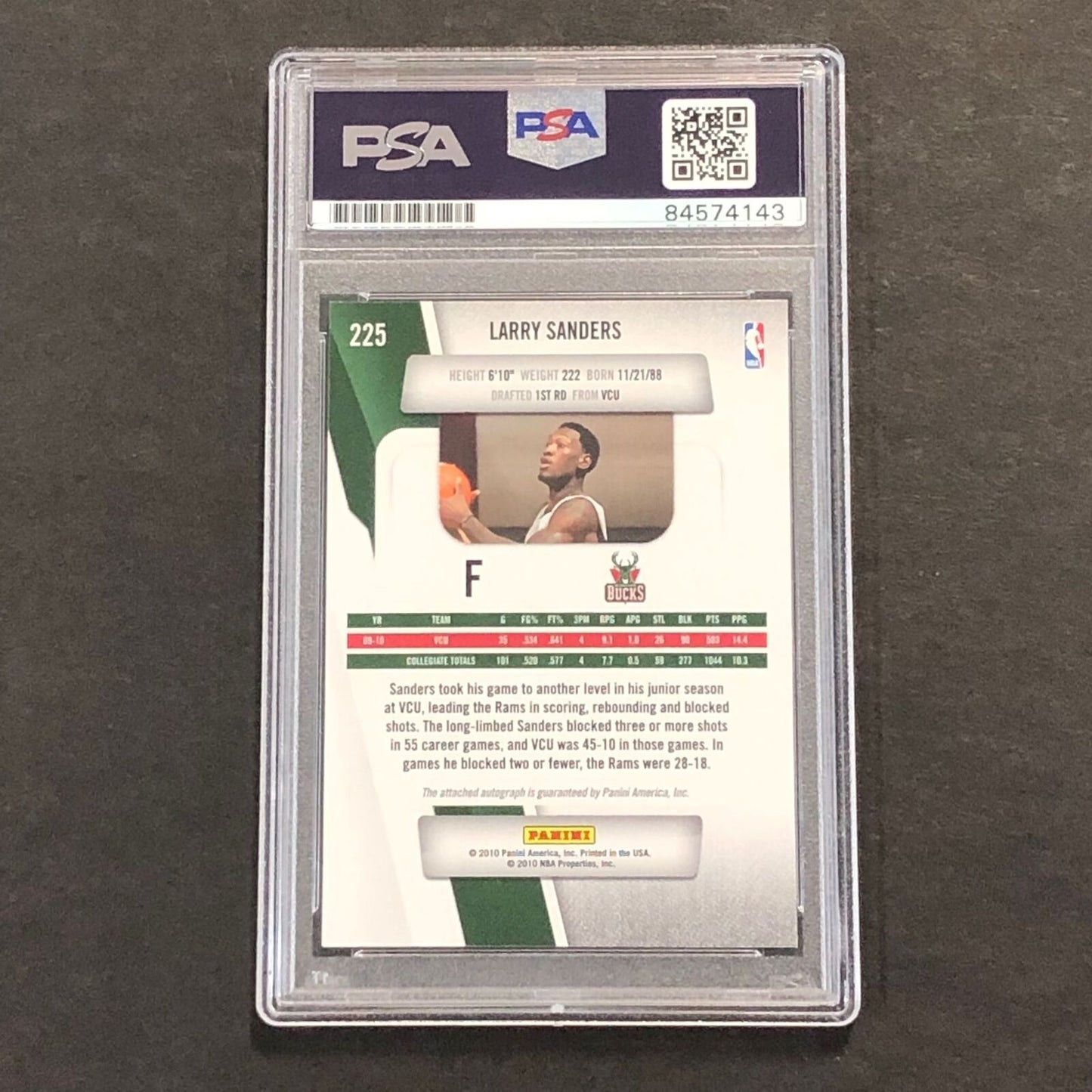 2010-11 Panini Prestige #225 Larry Sanders Signed Card PSA/DNA Slabbed Bucks