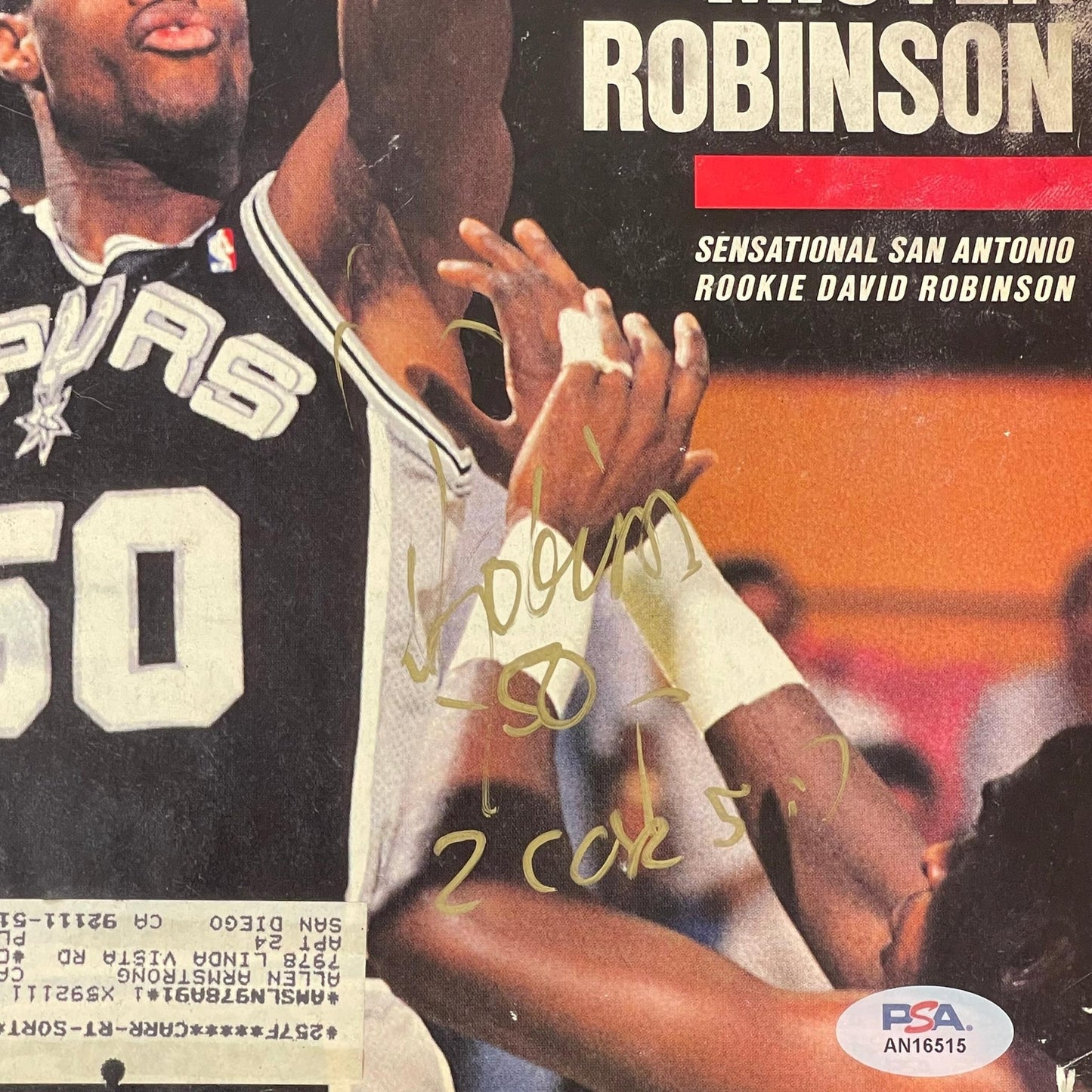 David Robinson Signed Magazine PSA/DNA Slabbed Autographed Spurs