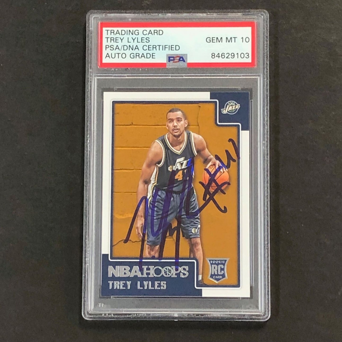 2015-16 NBA Hoops #263 Trey Lyles Signed AUTO 10 PSA Slabbed RC Jazz