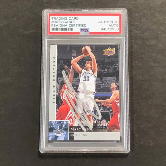 2009-10 Upper Deck First Edition #77 Marc Gasol Signed Card AUTO PSA Slabbed Gri