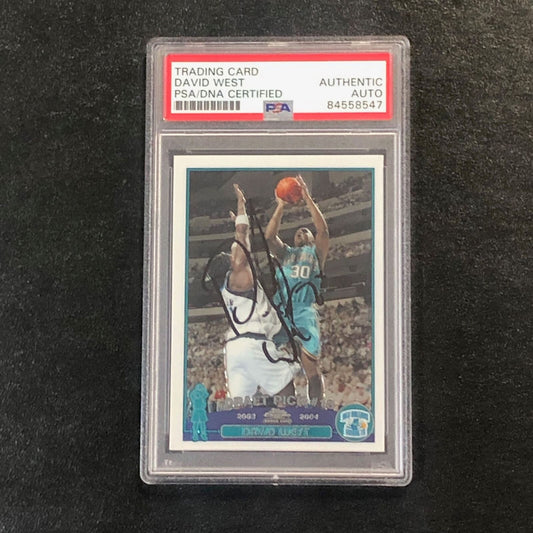 2003-04 Topps Chrome #128 David West Signed Card AUTO PSA Slabbed RC Hornets
