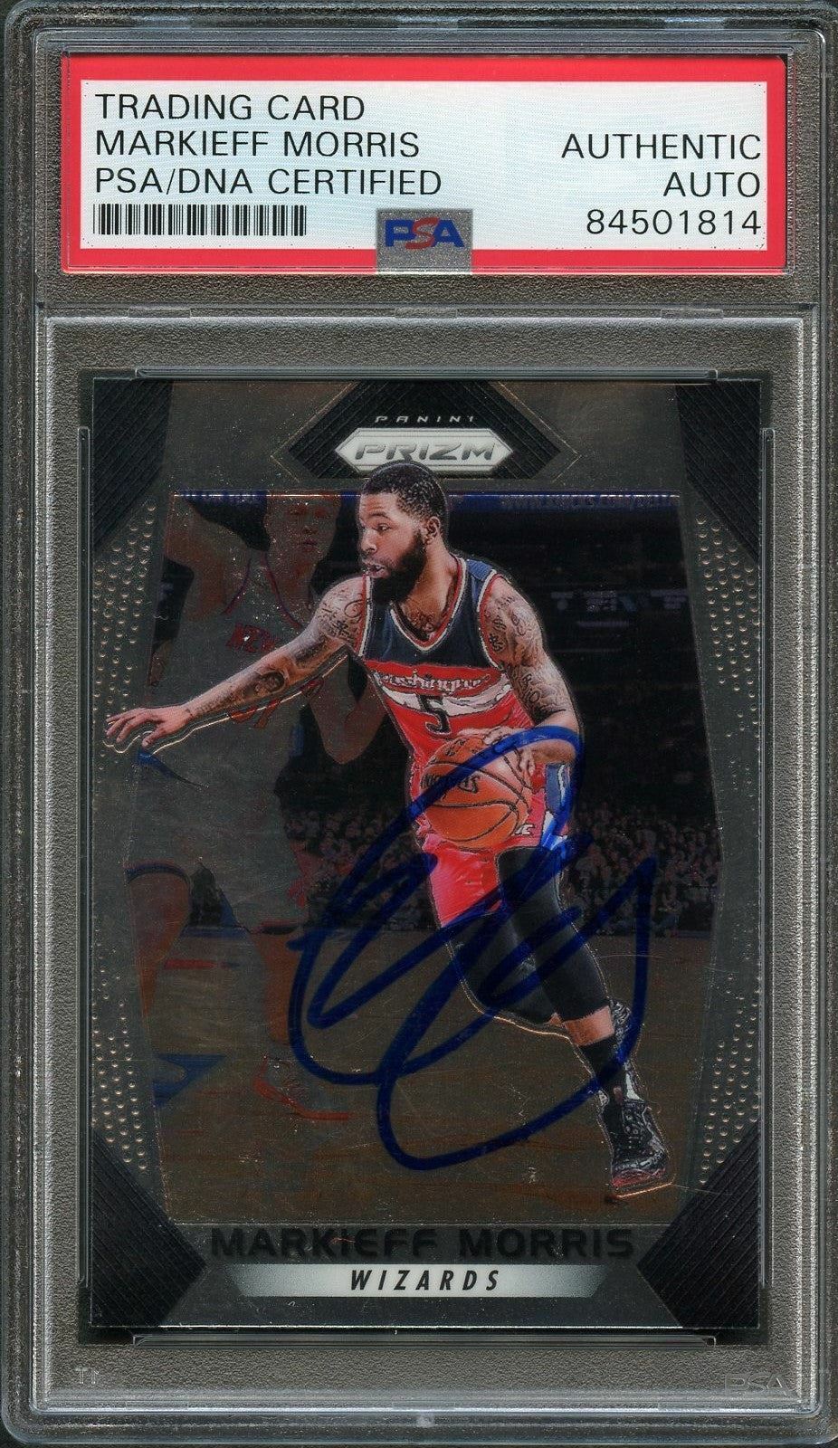 2017-18 PANINI PRIZM #135 Markieff Morris Signed Card AUTO PSA Slabbed Wizards