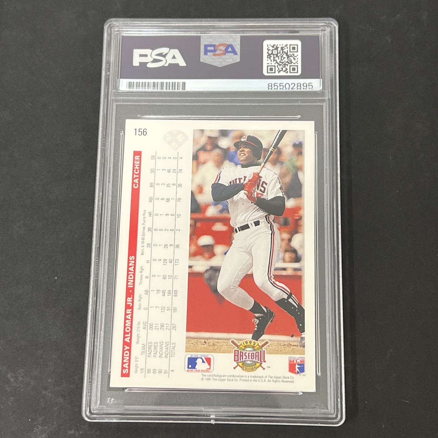 1992 Upper Deck #156 Sandy Alomar Jr. signed card PSA Auto 10 Indians