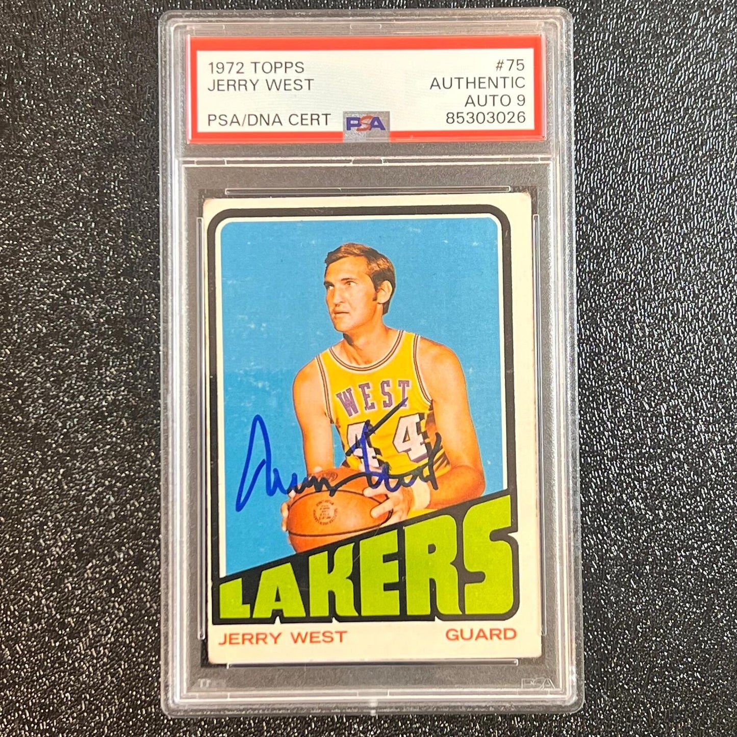 1972 Topps #75 JERRY WEST Signed Card Authentic AUTO 9 PSA Slabbed Lakers