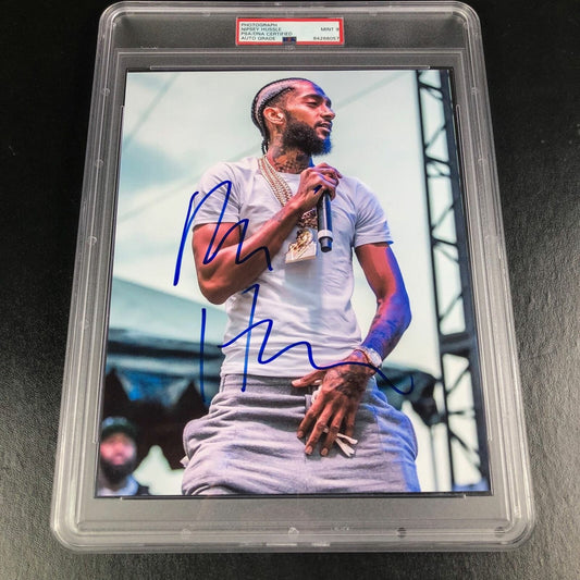 Nipsey Hussle Signed 8x10 Photo PSA Encapsulated Auto Grade 9 Mint Rapper