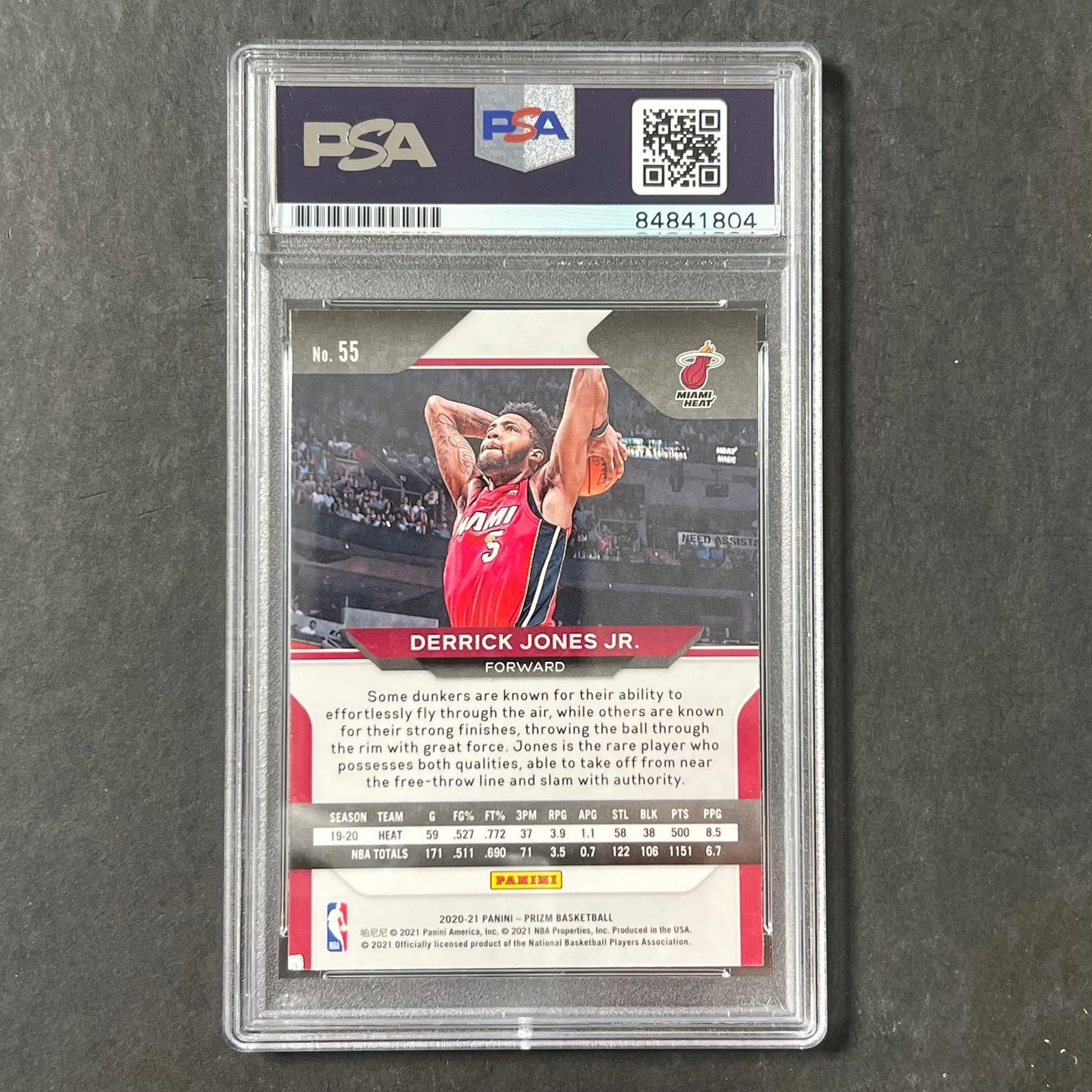 2020-21 Panini Prizm #55 Derrick Jones Jr. Signed Card AUTO PSA Heat