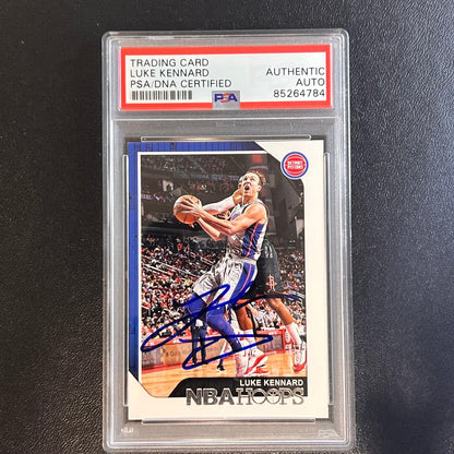 2018-19 NBA Hoops #124 Luke Kennard Signed Card AUTO PSA Slabbed Pistons