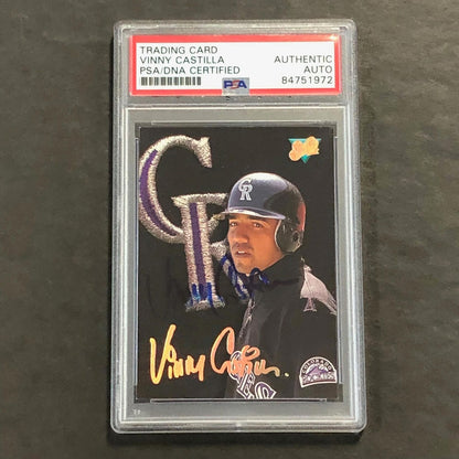 1993 Leaf Baseball #212 Vinny Castilla Signed Card PSA Slabbed Auto Rockies Rook