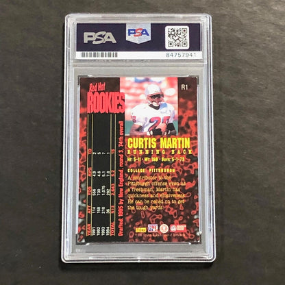 1996 Classic NFL Rookies #R1 Curtis Martin Signed Card AUTO PSA Slabbed Pitt