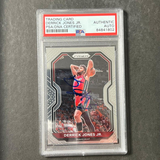2020-21 Panini Prizm #55 Derrick Jones Jr. Signed Card AUTO PSA/DNA Slabbed Heat