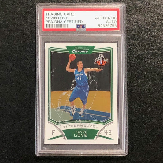 2008-09 Bowman Chrome #115 Kevin Love Signed Card AUTO PSA Slabbed RC Timberwolv