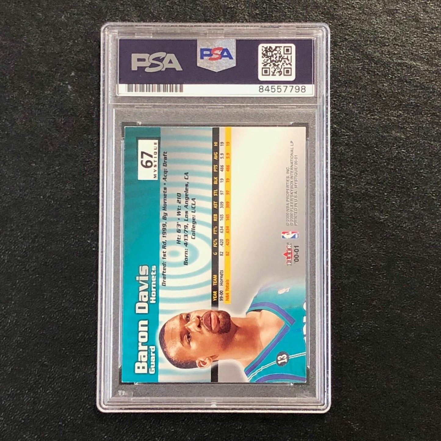 2000-01 Fleer Mystique #67 Baron Davis Signed AUTO PSA Slabbed Hornets