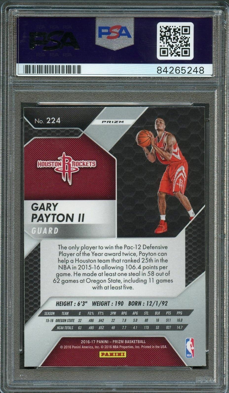 2016 Panini Prizm Suburst #224 Gary Payton II Signed Card AUTO PSA Slabbed Houst