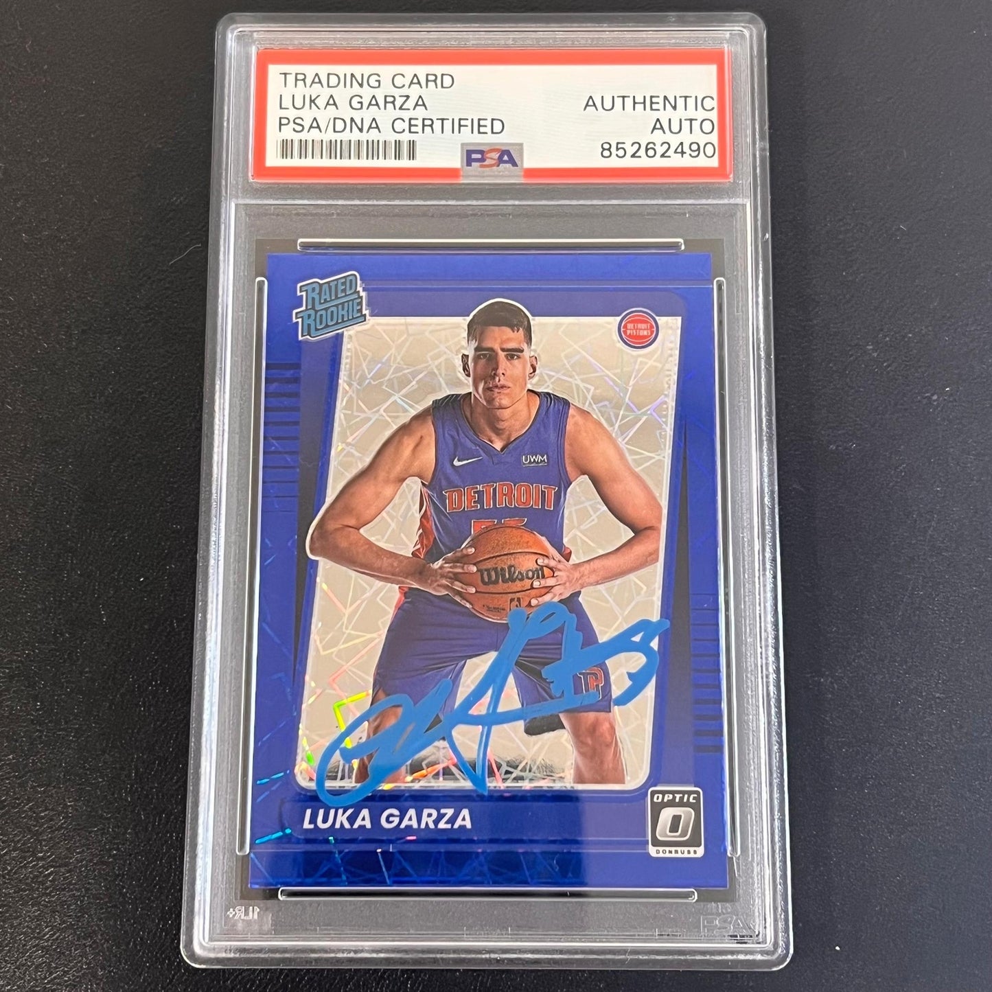 2021-22 Panini Donruss Optic Rated Rookie #164 Luka Garza Signed Card AUTO PSA S