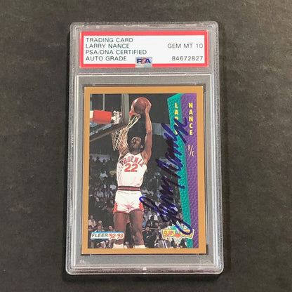1992-93 Fleer Slam Dunk #276 Larry Nance Signed Card AUTO 10 PSA Slabbed Cavalie