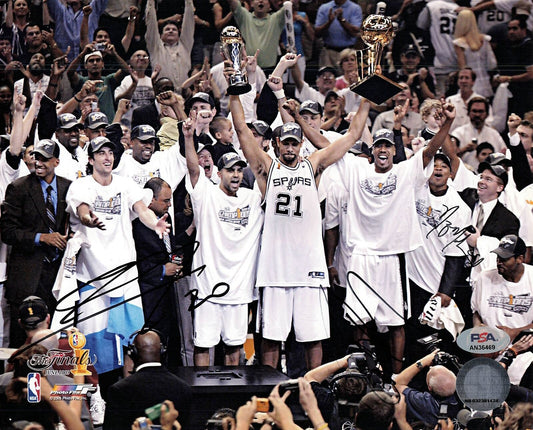 Manu Ginobili Robert Horry Nazr Mohammed Signed 8x10 Photo PSA Spurs Autographed