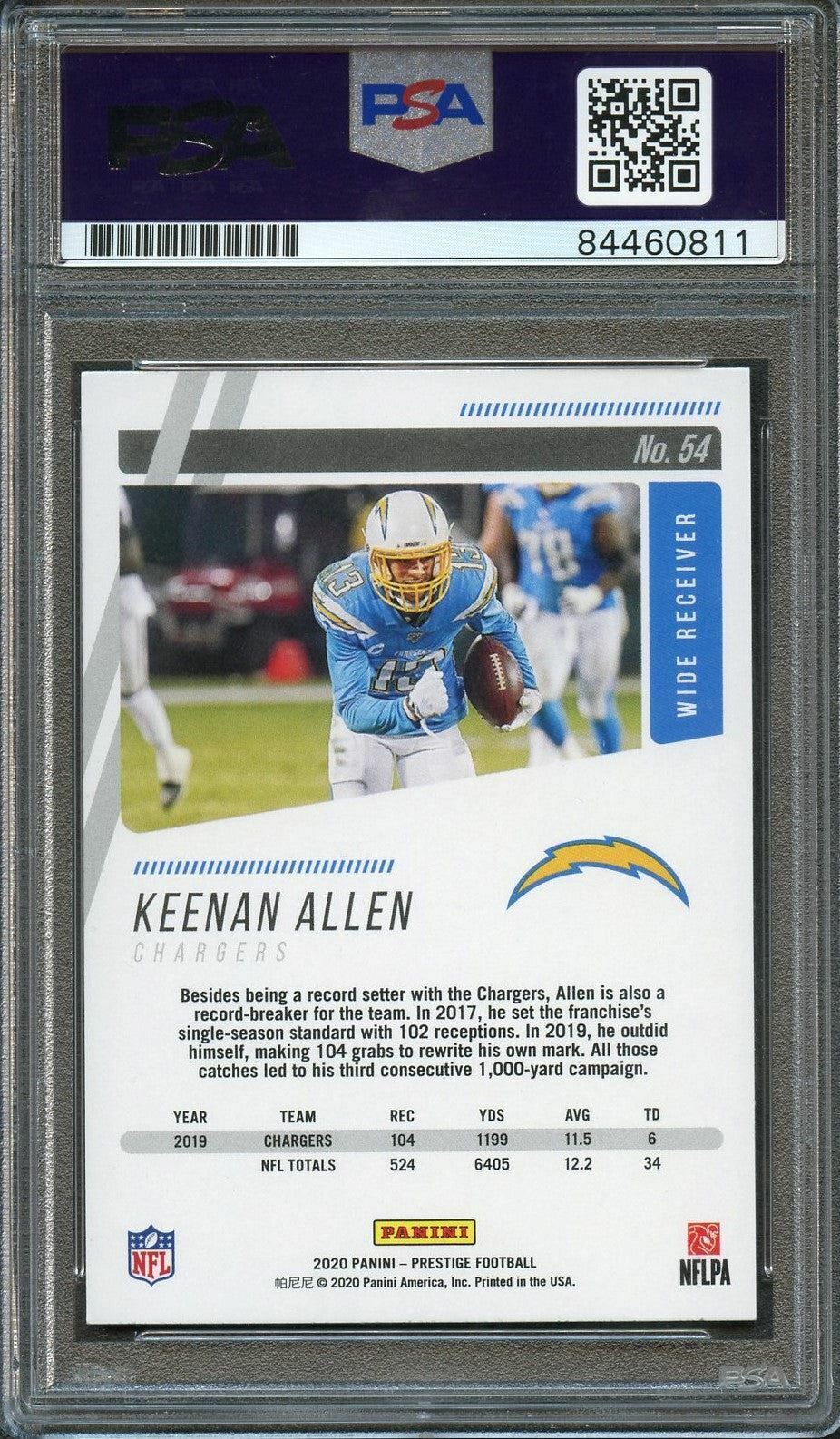 2020 Panini Prestige Football #54 Keenan Allen Signed Card AUTO PSA Slabbed Char
