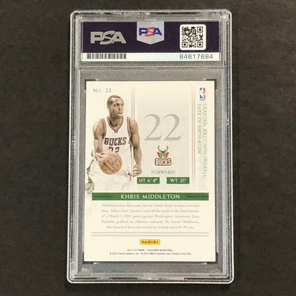 2014-15 Panini Excalibur #22 Khris Middleton Signed Card AUTO 10 PSA/DNA Slabbed