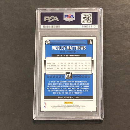 2018-19 Panini Donruss #20 Wesley Matthews Signed Card AUTO PSA Slabbed Maverick