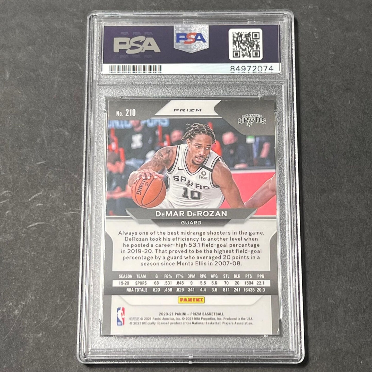 2020-21 Panini Prizm #210 Demar DeRozan Signed AUTO PSA Slabbed Spurs