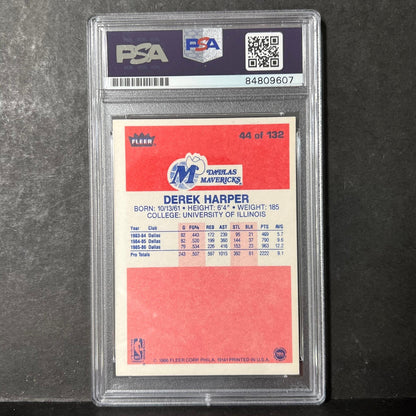 1985-86 Fleer 44/132 Derek Harper Signed Card AUTO PSA Slabbed Mavericks