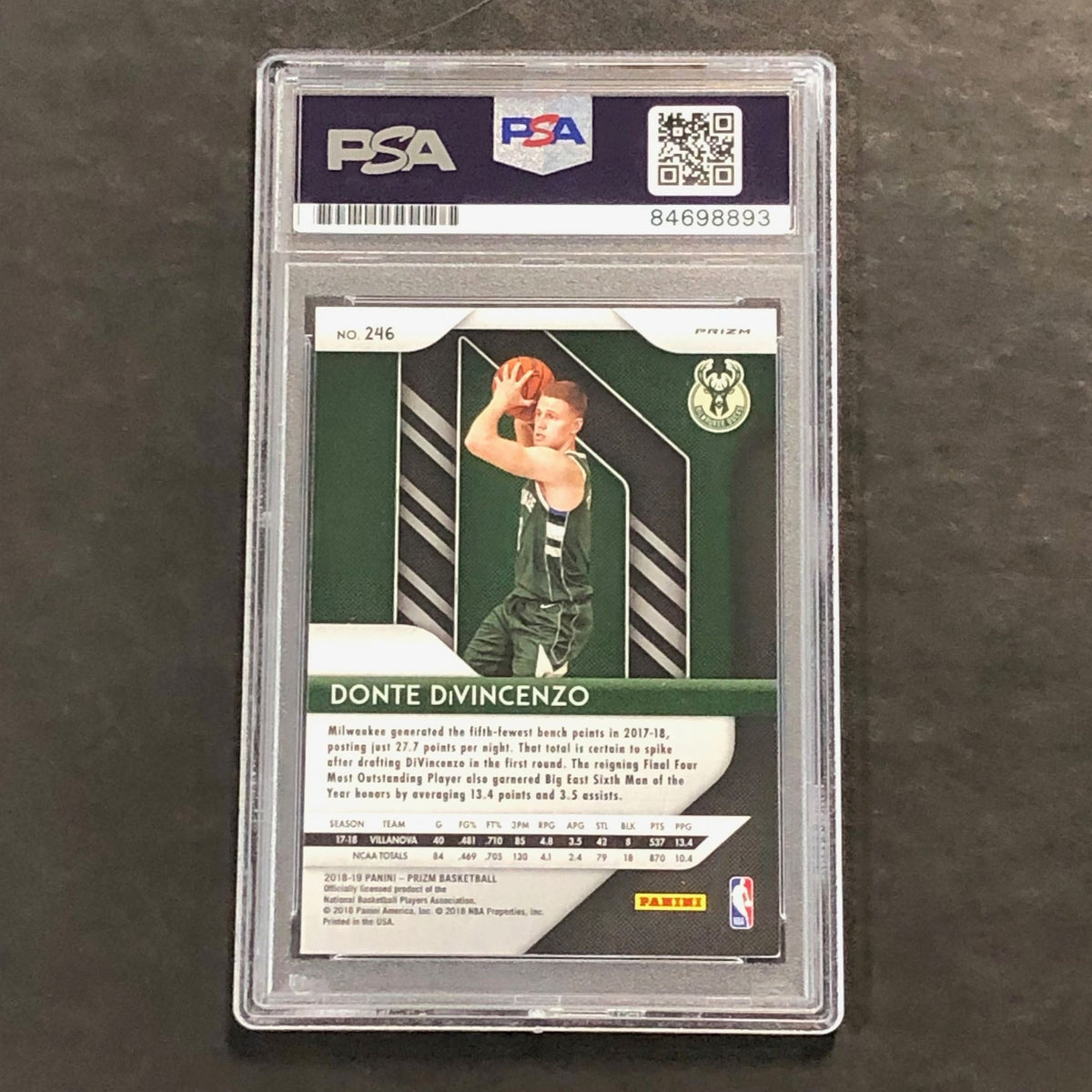 2018-19 Panini Prizm #246 DONTE DIVINCENZO Signed Card AUTO PSA/DNA Slabbed RC B