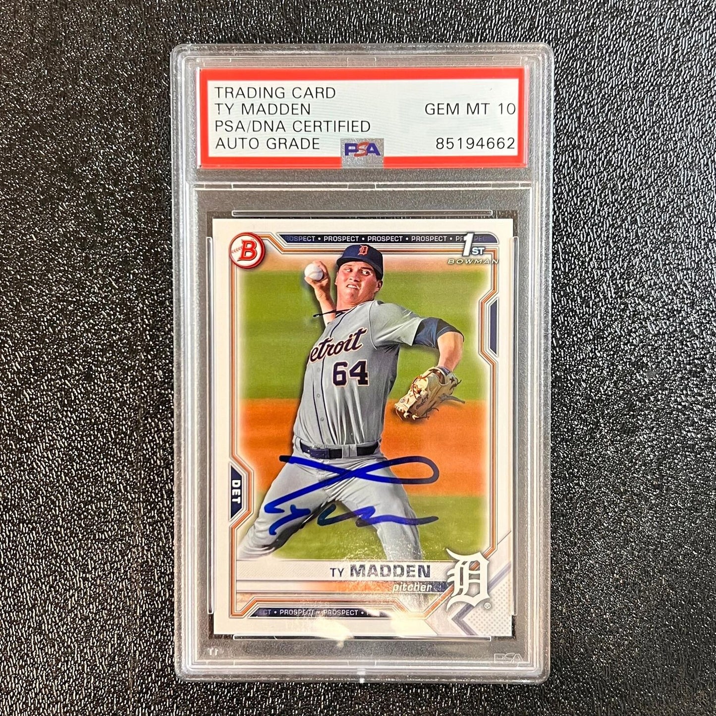 2021 Topps #BD-152 Ty Madden signed card Slabbed AUTO 10 PSA/DNA Tigers Autograp