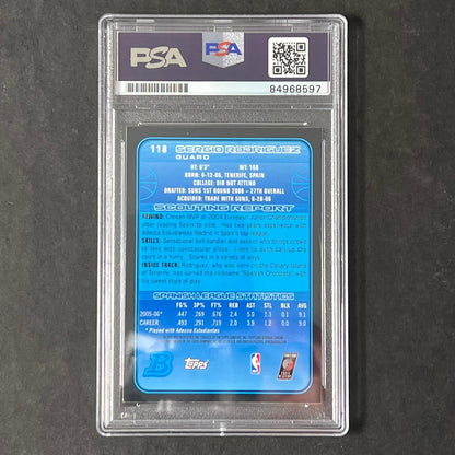 2006-07 Bowman Chrome #118 Sergio Rodriguez Signed Card AUTO PSA Slabbed Trail B
