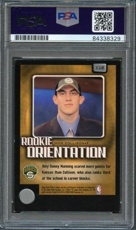 2003-04 Upper Deck Victory #112 Nick Collison Signed Card AUTO PSA Slabbed RC So