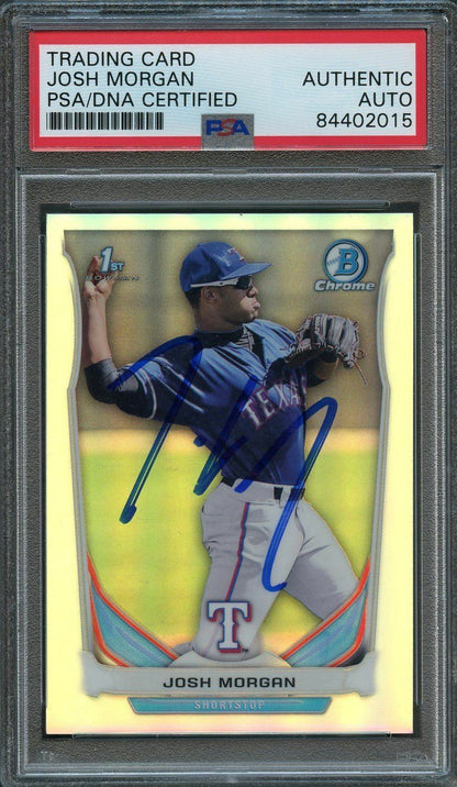 2014 BOWMAN CHROME Refractor #CDP90 JOSH MORGAN Signed Card AUTO PSA Slabbed Ran