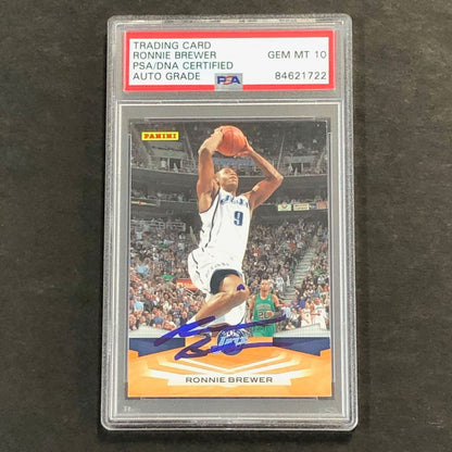 2009-10 Panini Basketball #245 Ronnie Brewer Signed Card AUTO 10 PSA Slabbed Jaz